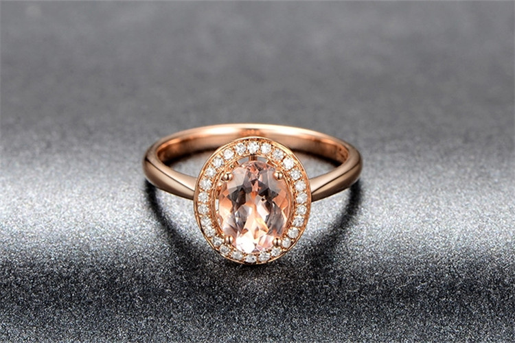 米莱珠宝18k金135克拉天然摩根石结婚定制戒指