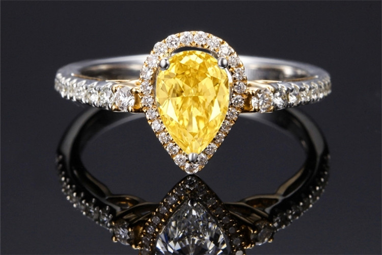 佐卡伊珠宝白18k金50分黄钻钻石戒指珠宝图片