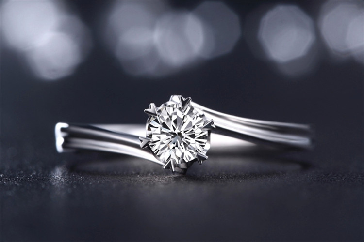 珂兰钻石白18k金30分雪花定制钻石戒指_珠宝图片