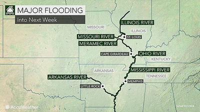 美国中西部地区经历洪灾 内河运输中断