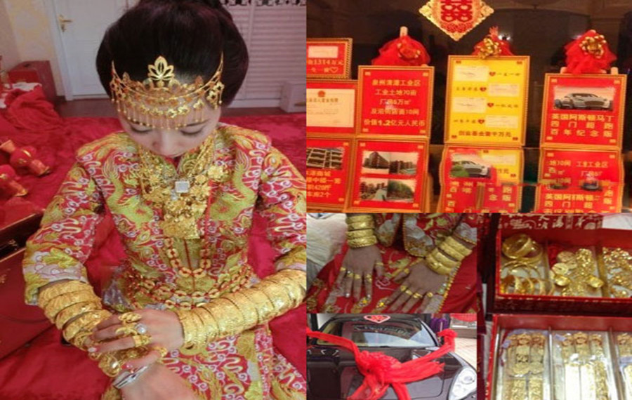 盘点婚礼上的黄金新娘 婚礼金饰映衬着幸福