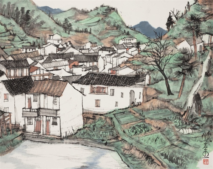 闽北桂林乡写生之一 42x52.7cm 2015 林容生,男,1958年7月生.