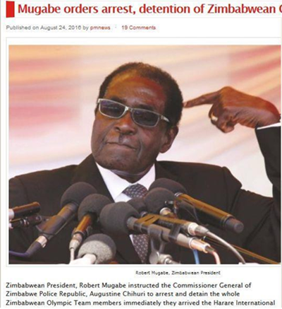 津巴布韦奥运代表团被捕 里约奥运会未获奖牌