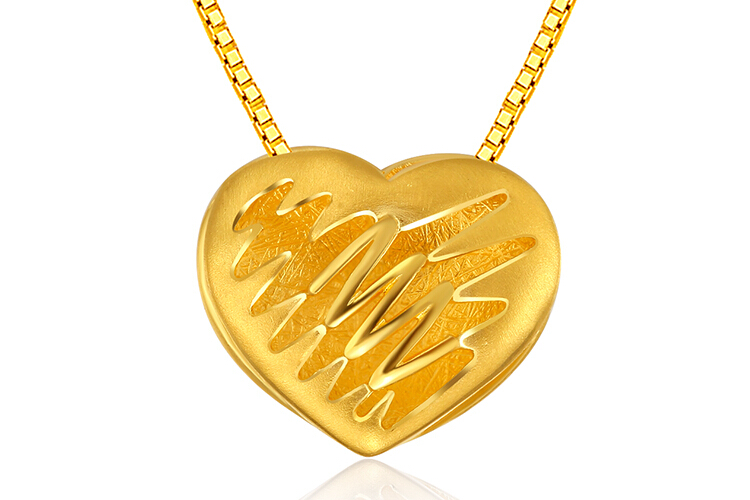 周六福珠宝黄金足金心形吊坠_珠宝图片