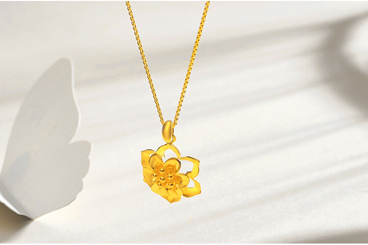 周大生珠宝黄金足金花朵吊坠_珠宝图片