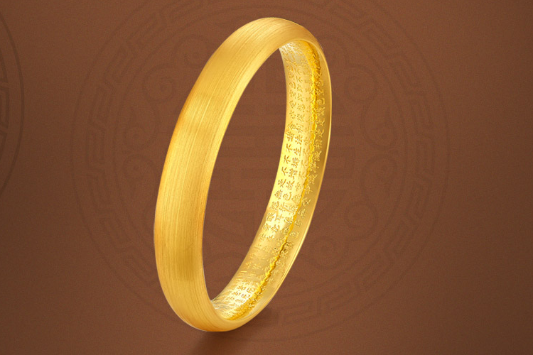 周大生珠宝足金拉丝黄金手镯_珠宝图片