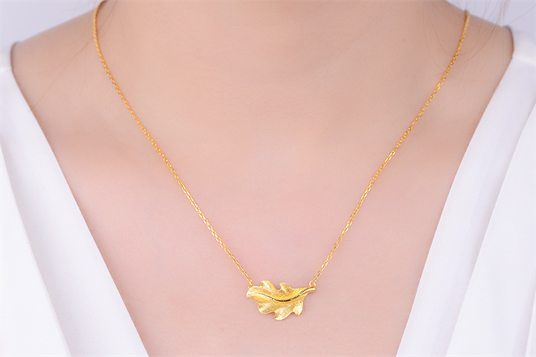 老庙黄金足金999项链拉丝(横)羽毛套链项链_珠宝图片