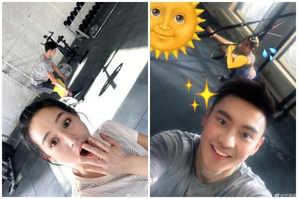 宁泽涛张钧甯创意开练健身房相互偷拍