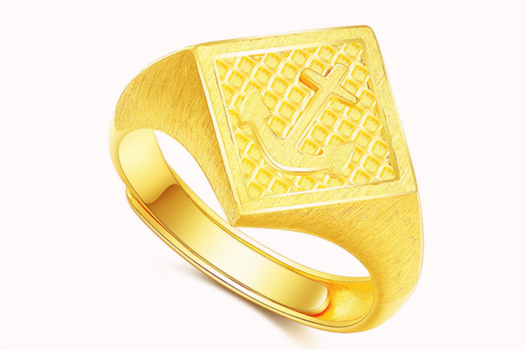 潮宏基珠宝航行黄金戒指足金戒指男戒活圈口戒指_珠宝图片