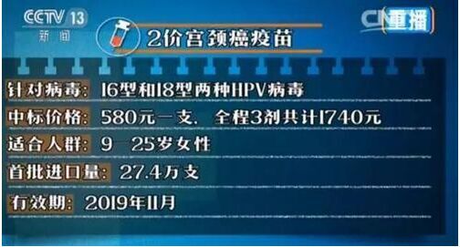 宫颈癌疫苗上市 能有效预防16和18两种HPV病毒感染