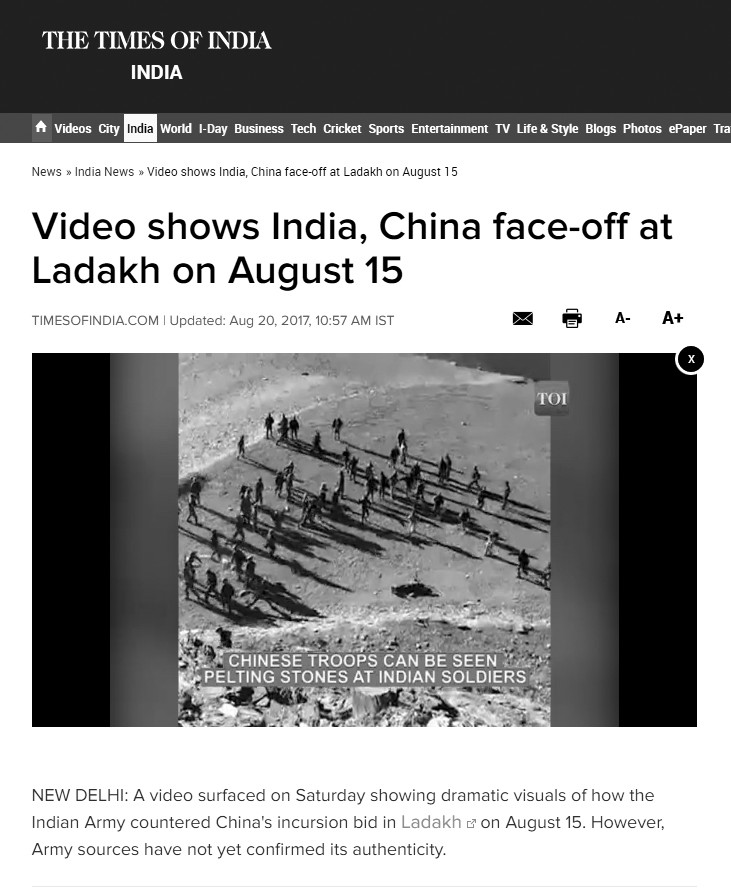 中印对峙最新消息：印度高管视察中印士兵冲突地带 意在显示强硬姿态