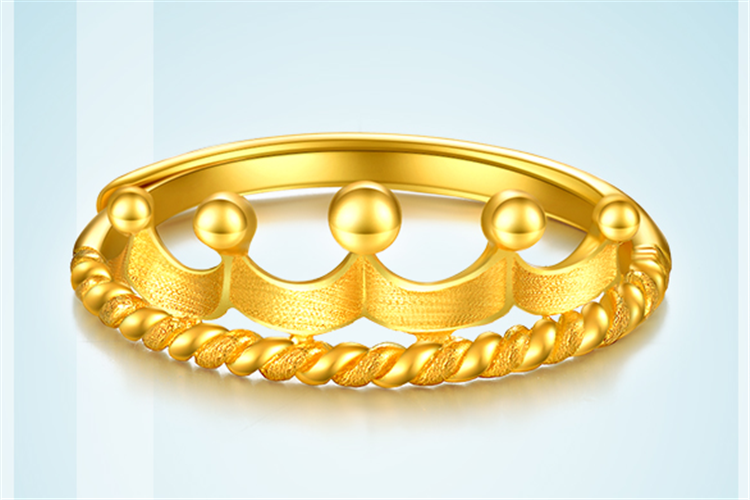 周大生珠宝为爱加冕系列皇冠黄金足金活口指环戒指_珠宝图片