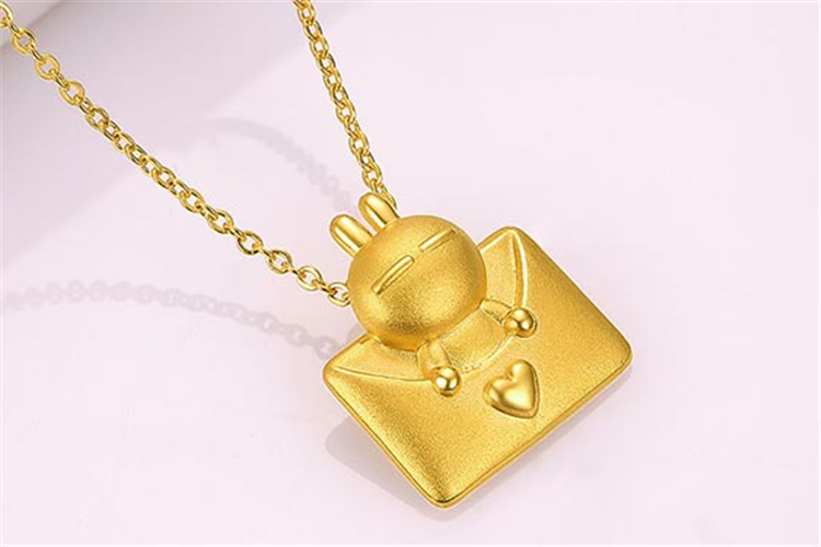 周大生珠宝正版授权邮爱兔黄金兔斯基吊坠挂坠_珠宝图片