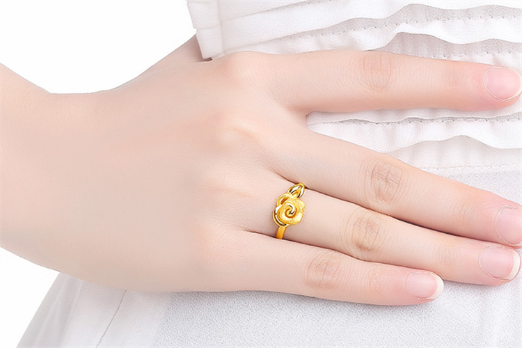 周大生珠宝花漾系列黄金足金玫瑰花型戒指指环_珠宝图片