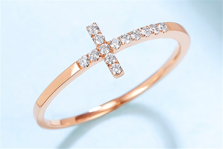 周大生珠宝信仰18k金钻石女戒玫瑰金结婚求婚戒指_珠宝图片