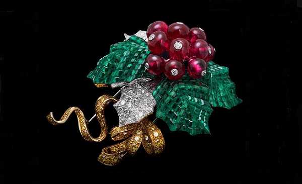 梵克雅宝Houx Mystérieux宝石胸针:再现璀璨耀眼幸运冬青树