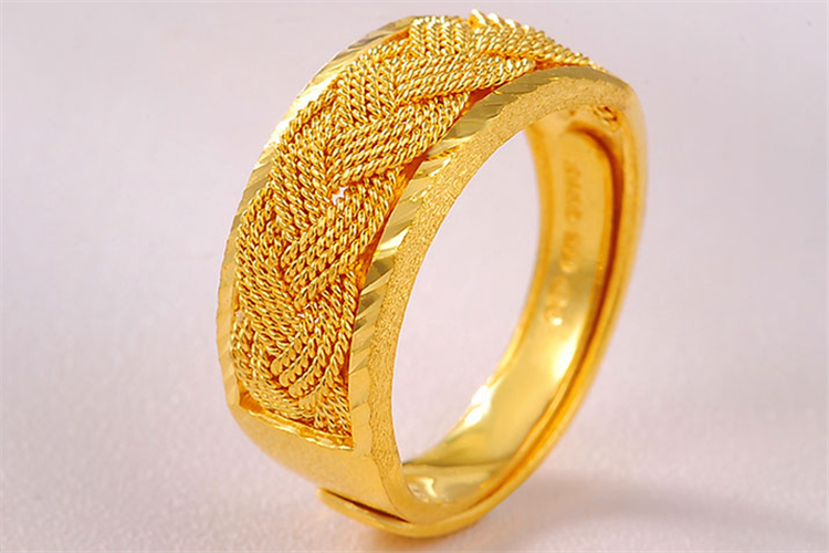 百泰黄金手工花丝工艺婚戒足金999黄金戒指_珠宝图片