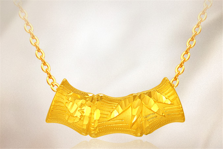 百泰黄金一款两戴黄金竹节吊坠转运竹节足金挂坠_珠宝图片