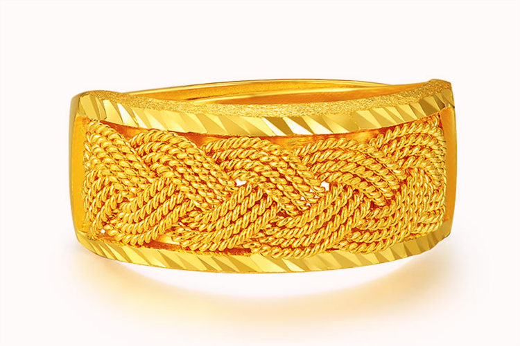 百泰黄金手工花丝工艺婚戒足金999黄金戒指_珠宝图片
