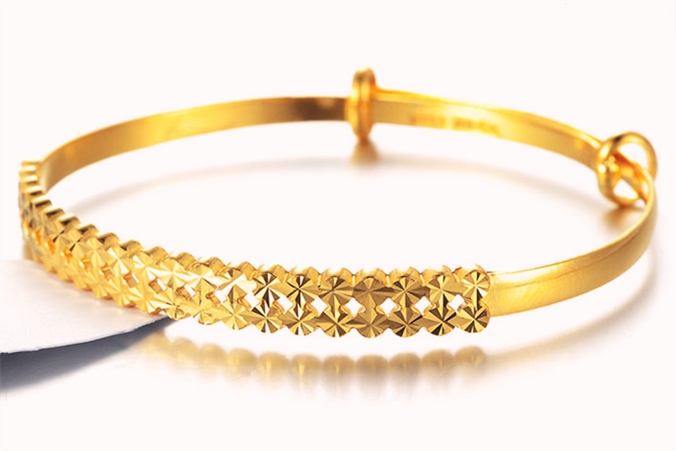 百泰黄金足金仿钻手镯黄金手环999金实心手镯_珠宝图片