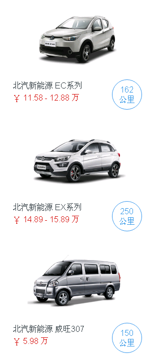 北汽新能源汽车多少钱