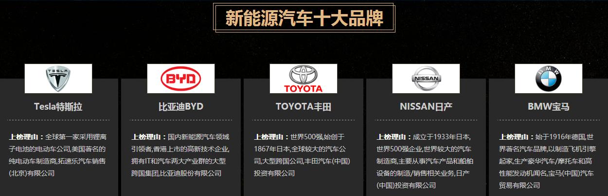 新能源汽车品牌排名