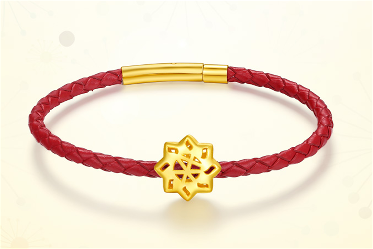 周大生珠宝太阳花黄金转运珠3d硬足金路路通手链_珠宝图片