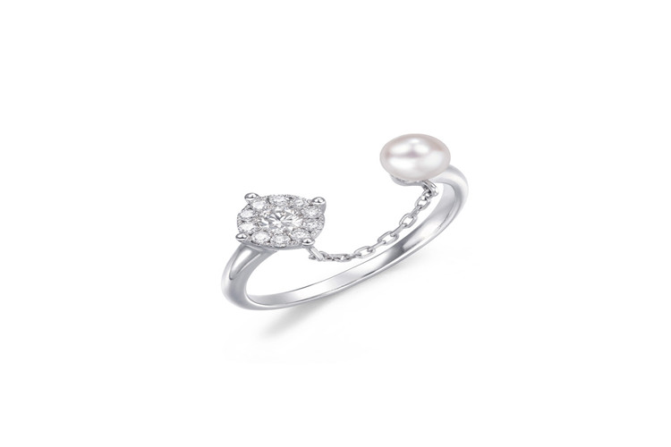 周生生「Daily Luxe」Akoya养殖珍珠铂金戒指_珠宝图片