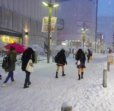 东京大雪交通混乱 车站挤满人群