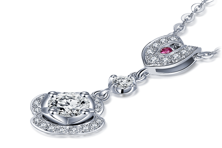 i do 真爱加冕系列 18k金钻石红宝石项链坠_珠宝图片