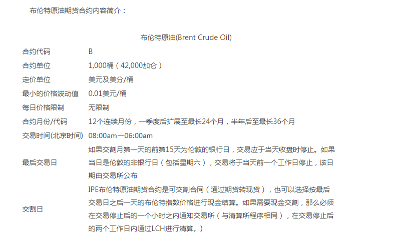 布伦特原油期货合约