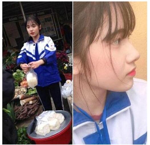 越南女生帮妈卖豆腐成网红 照片风靡东南亚