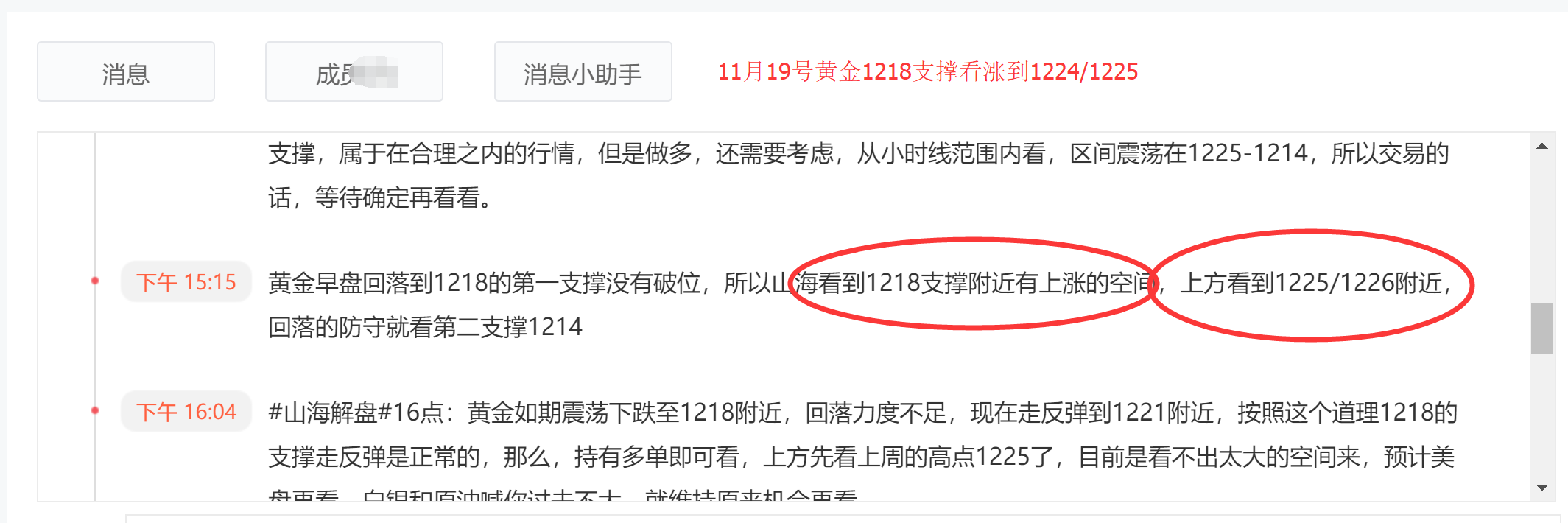 山海杨阳:黄金高空持有 反弹1223继续空!