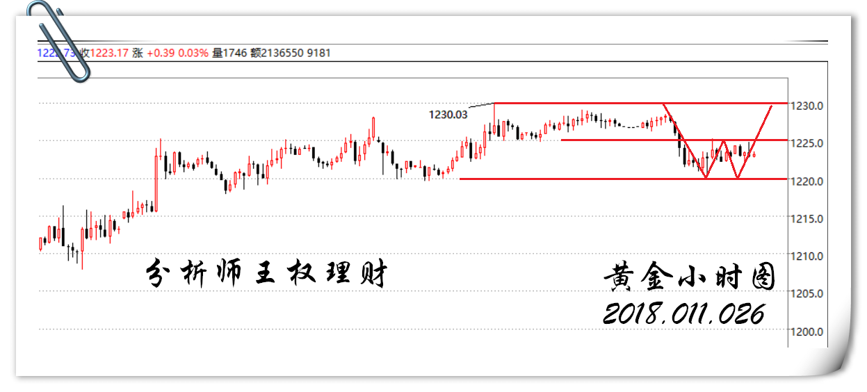 分析师王权理财:G20峰会受关注 金价关注1220-1230