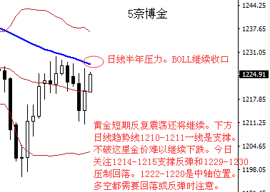 1月29 5奈:11月29黄金震荡继续 关注年线压力空