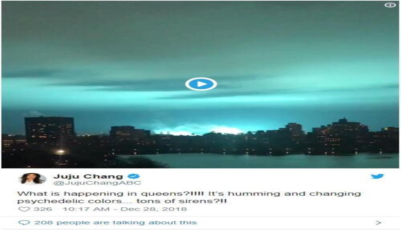 纽约变电站爆炸 发出的异常蓝光仿佛外星人入侵