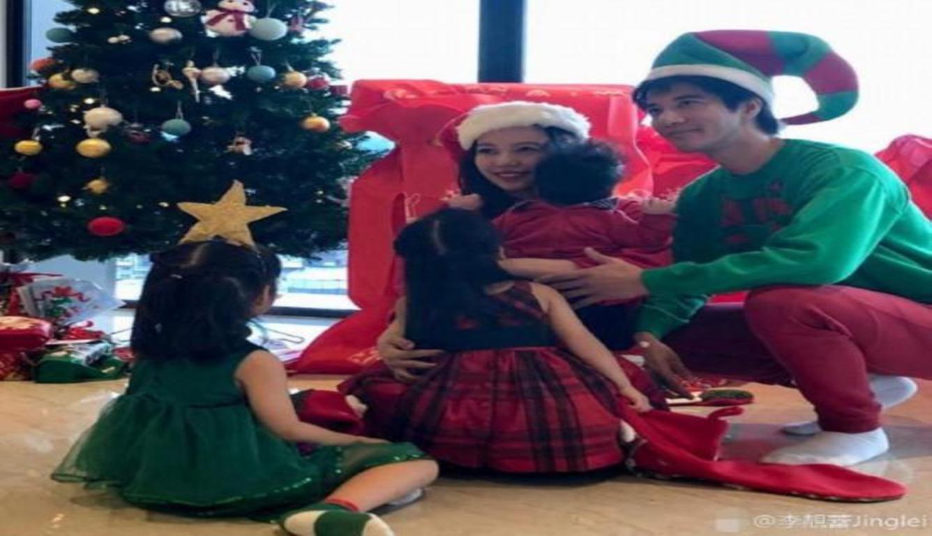 王力宏一家五口合照 整个画面太温馨啦!!