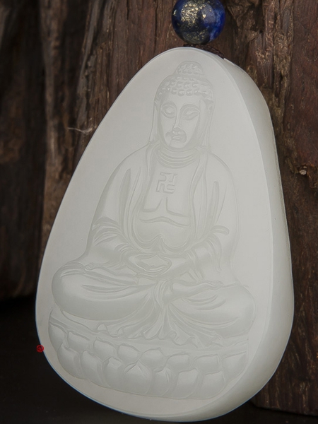"白皮白玉籽玉玉牌-阿弥陀佛"和田玉市场价格