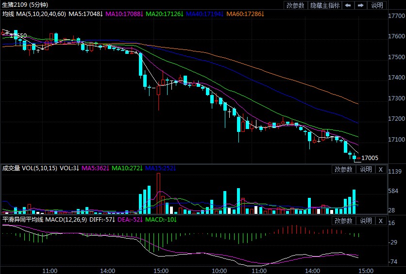 生猪期货跌势加剧 17000元关口岌岌可危