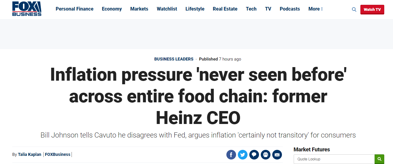 美媒：食物链的通胀压力“前所未有” 中国集装箱就是其中之一！