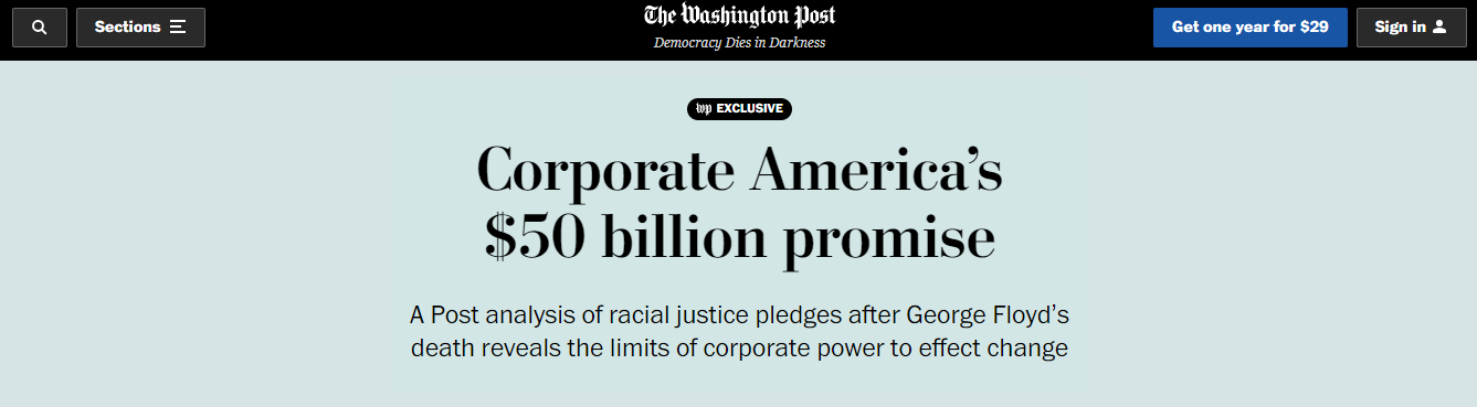 华尔街、硅谷500亿美元解决种族主义 90%竟用来自身获利！