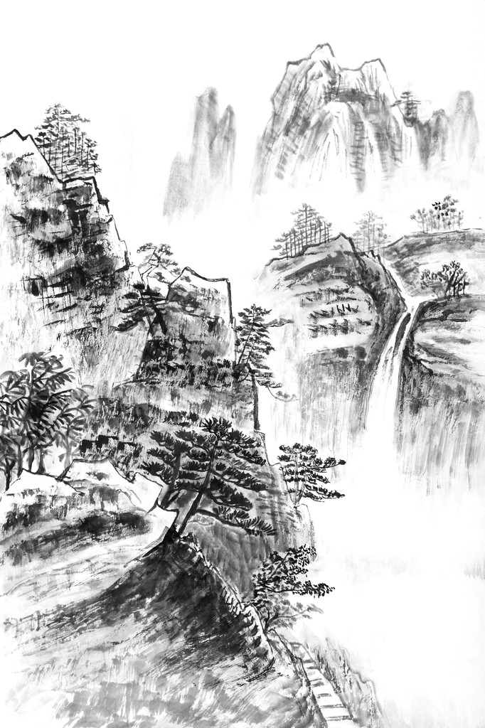 郑州博物馆：沈周《深山策杖图》轴