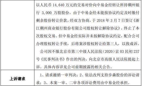 浙江步森服饰股份有限公司关于诉讼进展的公告