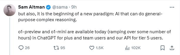 AI会“慢思考”！OpenAI发布全新o1系列模型，ChatGPT付费用户已破1100万