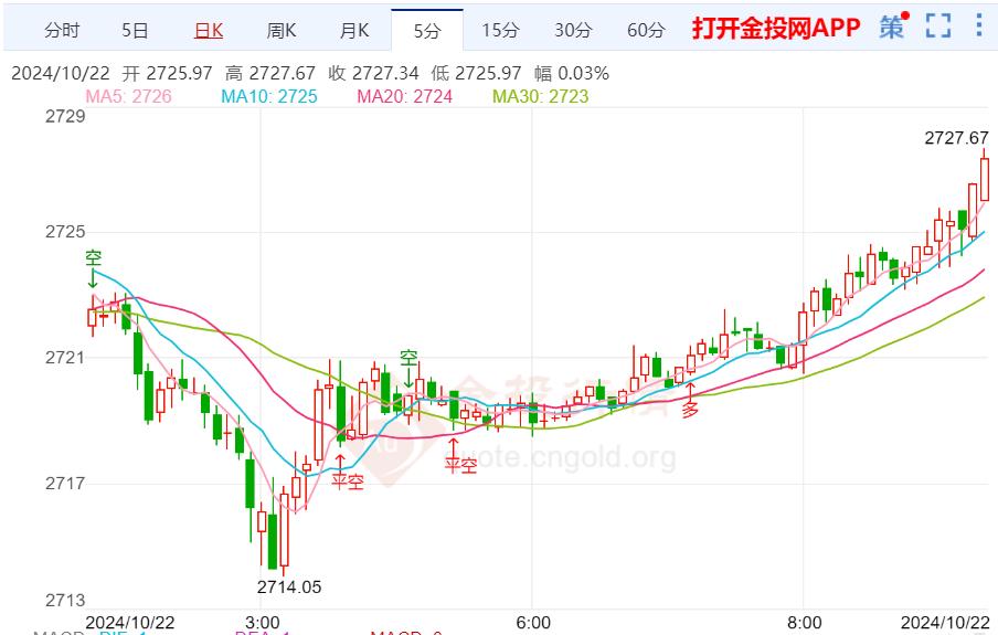 今天（2024年10月22日）黄金价格走势分析