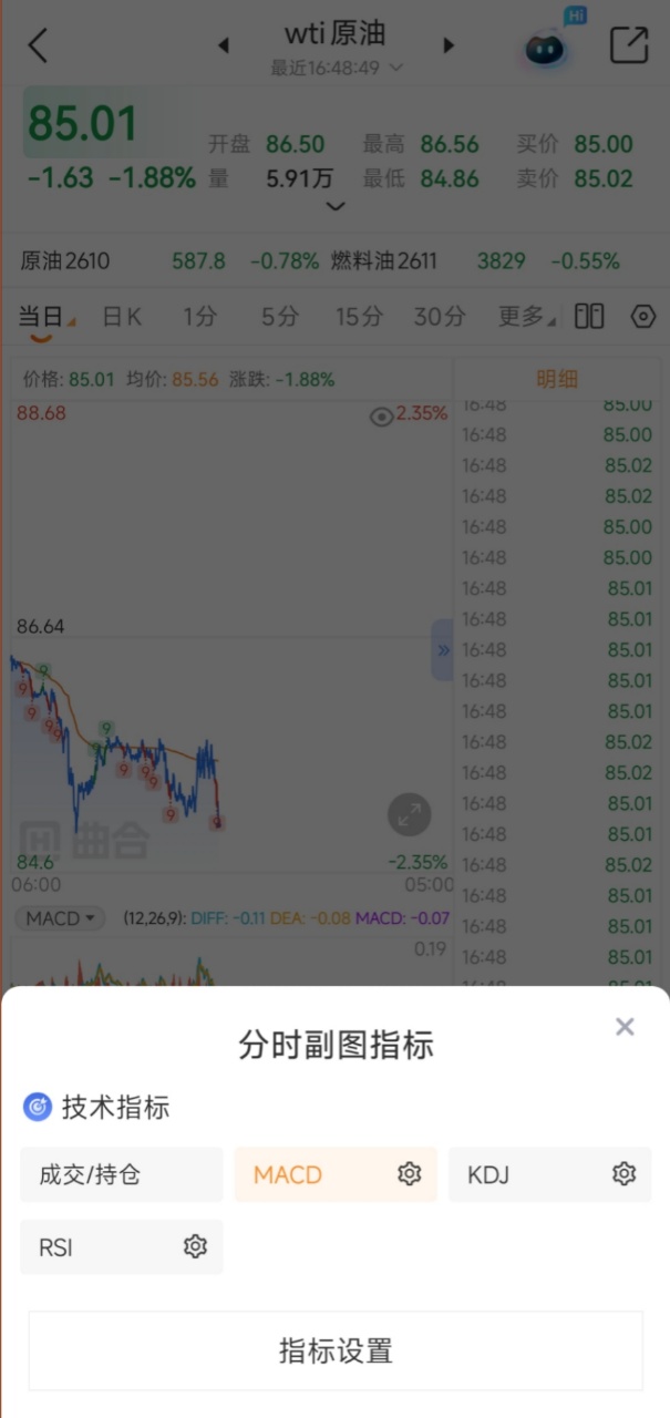 原油行情软件推荐！支持WTI、布伦特、暗油实时行情