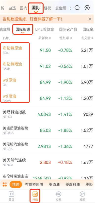 原油行情软件推荐！支持WTI、布伦特、暗油实时行情