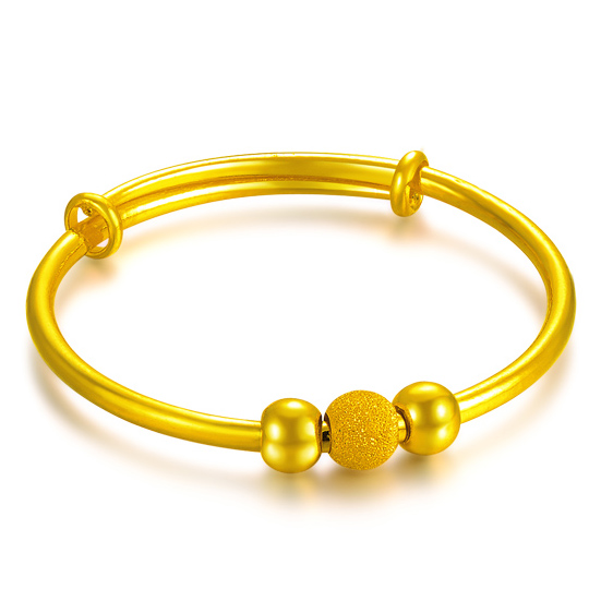 三珠儿童宝宝黄金手镯 周岁小手镯