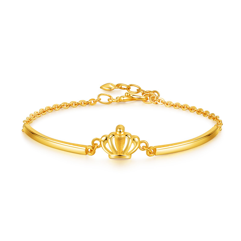 足金黄金手链 女士精美皇冠手链送礼表白