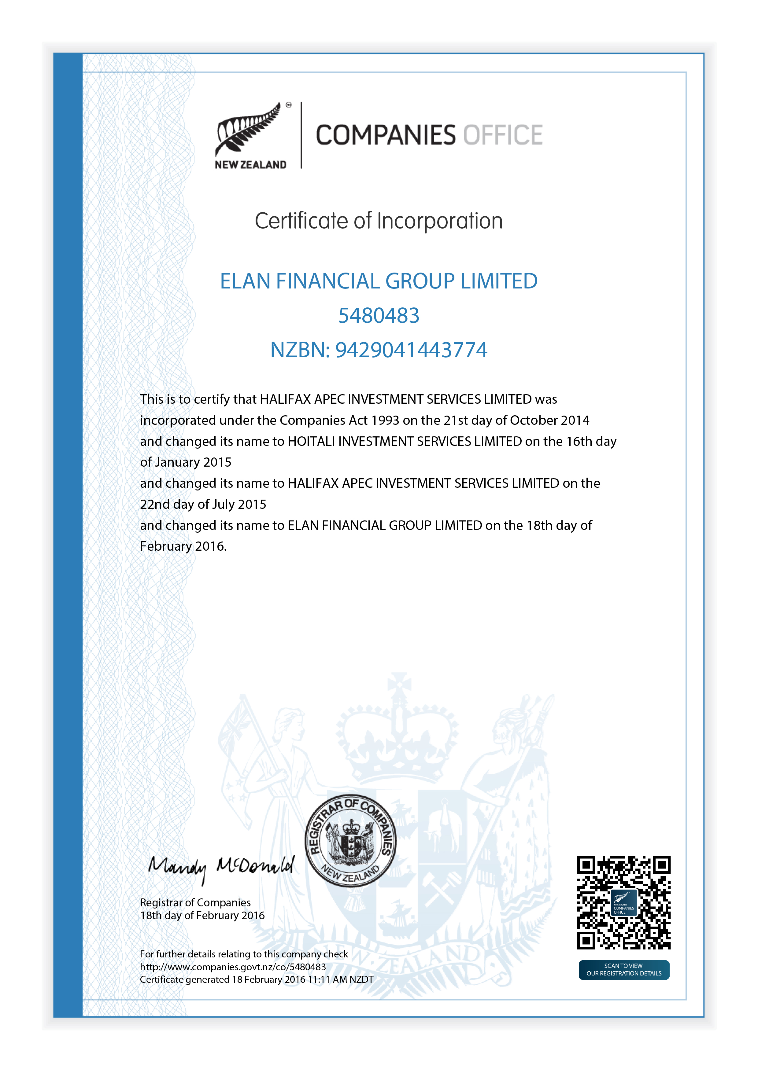 Elan financial Group Limited 